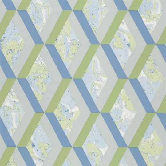 Designers Guild PDG1054/08 Geometric Jourdain Cobalt - tapeta z motywem rombów