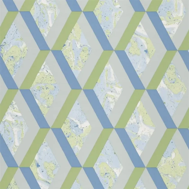 Designers Guild PDG1054/08 Geometric Jourdain Cobalt - tapeta z motywem rombów