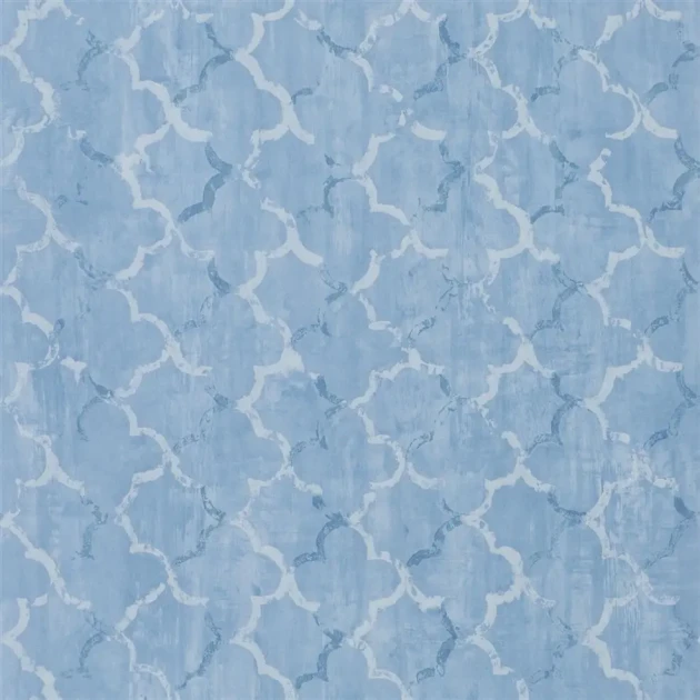 Designers Guild PDG650/02 Geometric Chinese Trellis Cobalt - tapeta z motywem fresku
