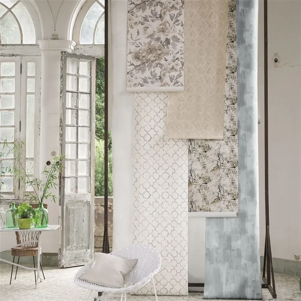 Designers Guild PDG650/06 Geometric Chinese Trellis Pearl - tapeta z motywem fresku