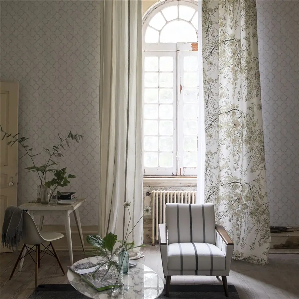 Designers Guild PDG650/07 Geometric Chinese Trellis Linen - tapeta z motywem fresku