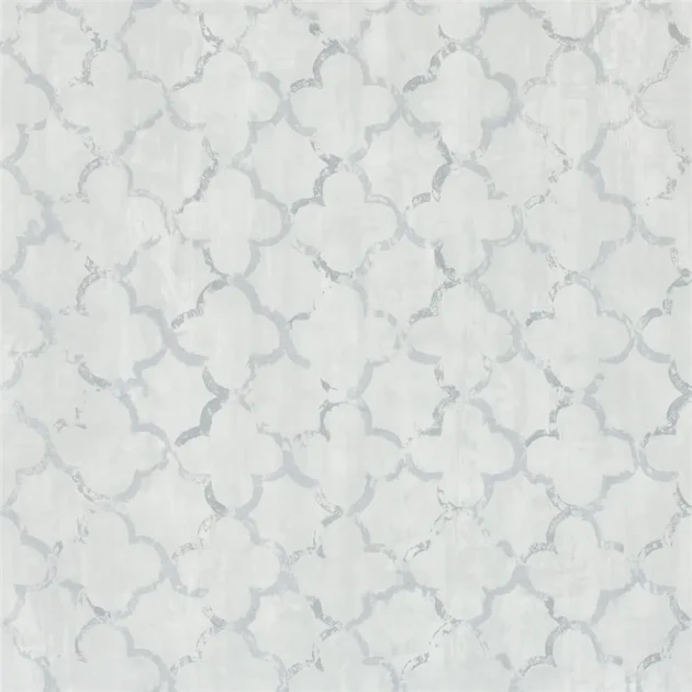 Designers Guild PDG650/08 Geometric Chinese Trellis Platinum - tapeta z motywem fresku