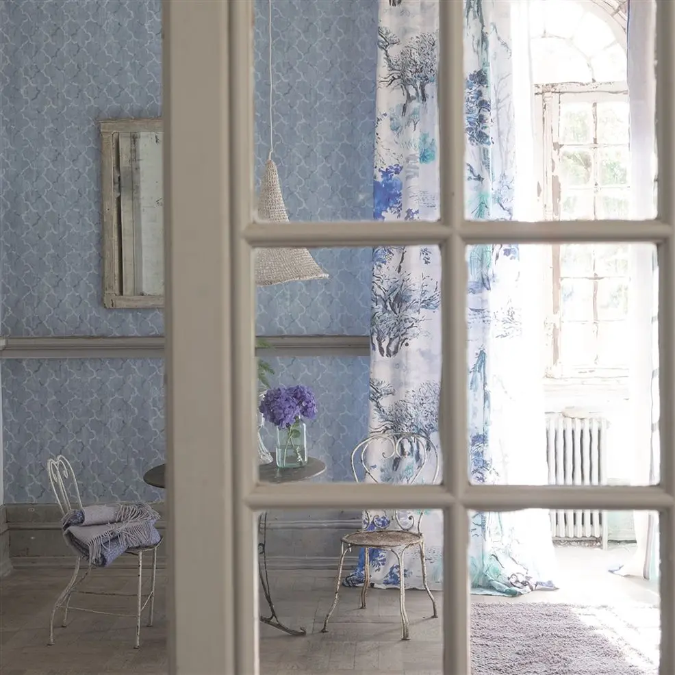 Designers Guild PDG650/08 Geometric Chinese Trellis Platinum - tapeta z motywem fresku