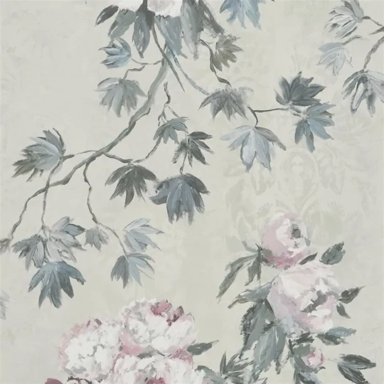 Designers Guild PDG673/03 Caprifoglio Floreale Zinc - tapeta z motywem gałązek i kwiatów