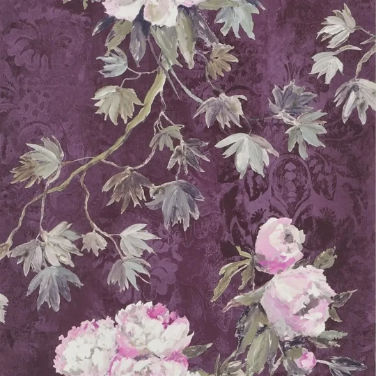 Designers Guild PDG673/04 Caprifoglio Floreale Damson - tapeta z motywem gałązek i kwiatów