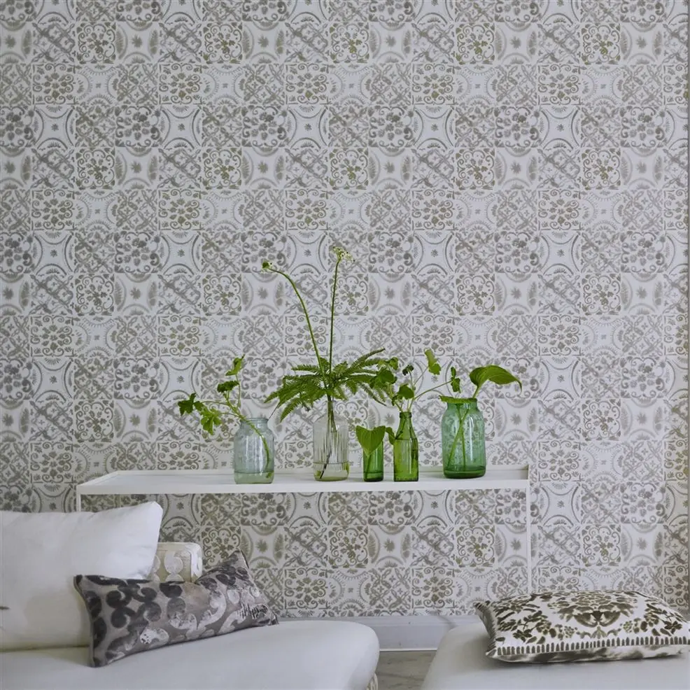 Designers Guild PDG1021/03 Majolica Pesaro Emerald - tapeta z motywem kafelek