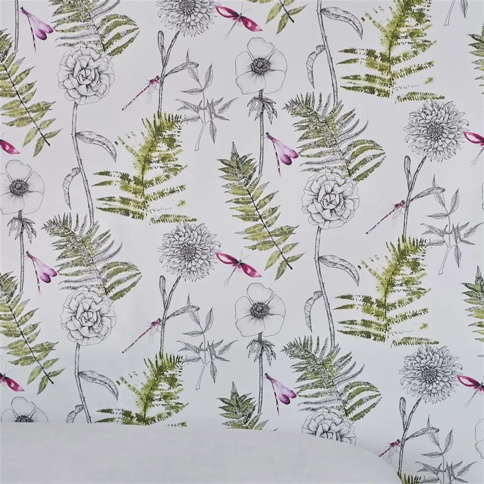 Designers Guild PDG1022/05 Majolica ACANTHUS IVORY - tapeta z motywem kwiatów i ważek