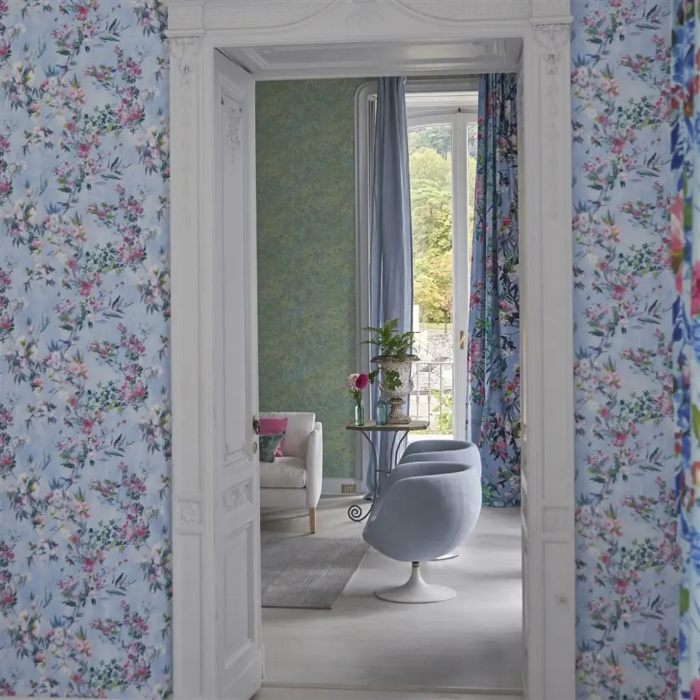 Designers Guild PDG1024/03 Majolica FAIENCE SILVER - tapeta z motywem kwiatów