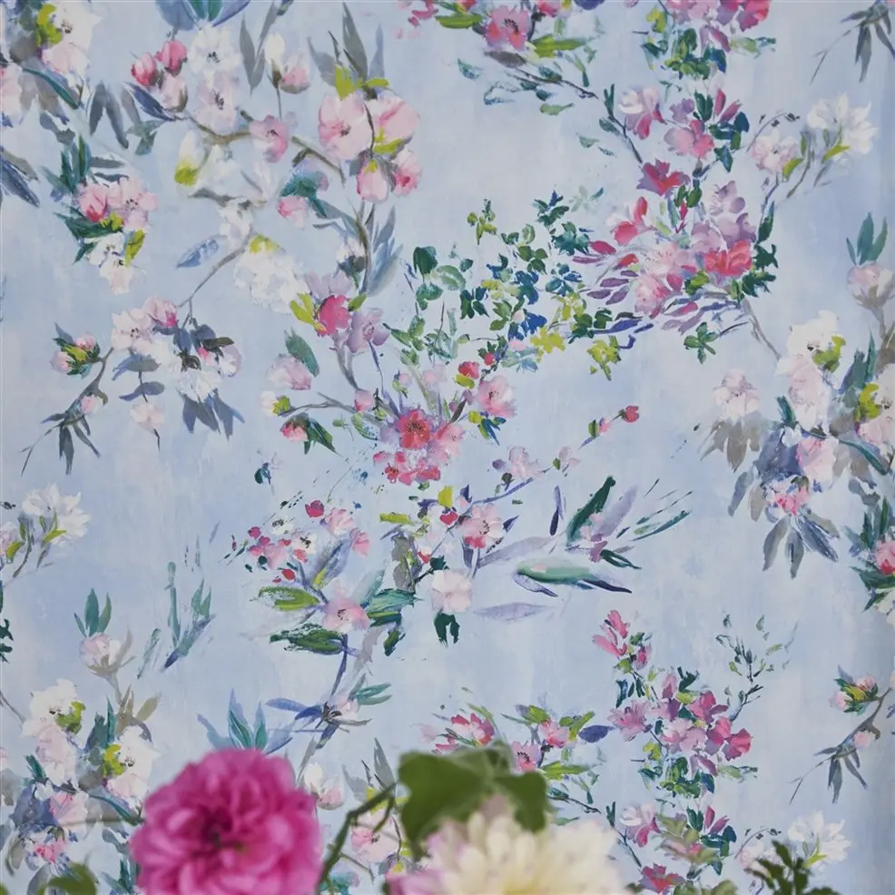 Designers Guild PDG1024/03 Majolica FAIENCE SILVER - tapeta z motywem kwiatów