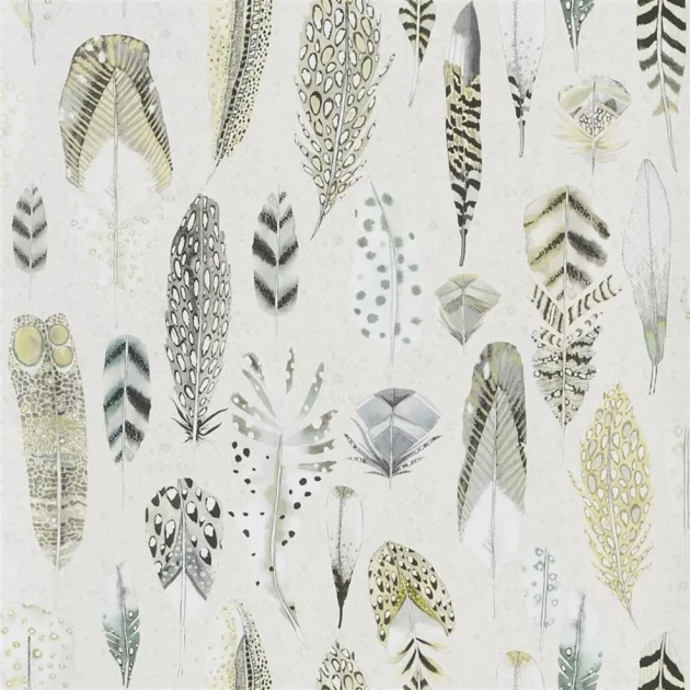 Designers Guild PDG1030/03 Tulipa Stellata Quill Vanilla - geometryczna tapeta z motywem piór