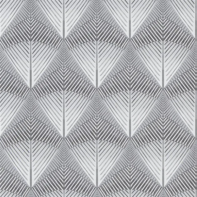 Designers Guild PDG1032/02 Tulipa Stellata Veren Graphite - geometryczna tapeta z motywem wachlarzy