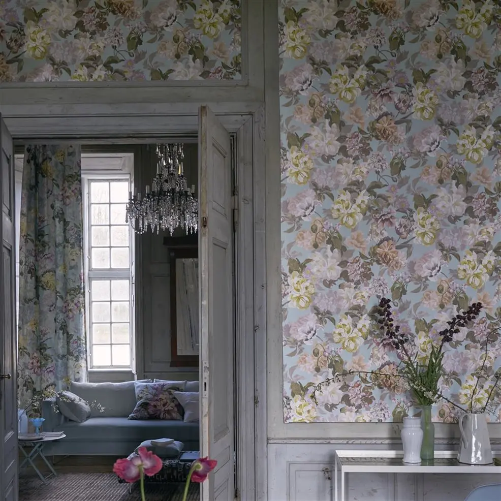Designers Guild PDG1033/01 Tulipa Stellata Delft Flower Charcoal - tapeta z motywem kwiatów