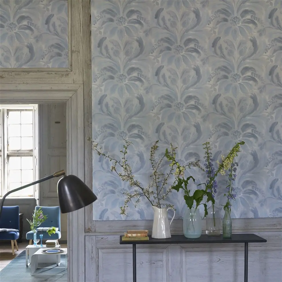 Designers Guild PDG1036/04 Tulipa Stellata Angelique Damask Jade - geometryczna tapeta z motywem adamaszku