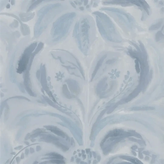 Designers Guild PDG1036/05 Tulipa Stellata Angelique Damask Indigo - geometryczna tapeta z motywem adamaszku