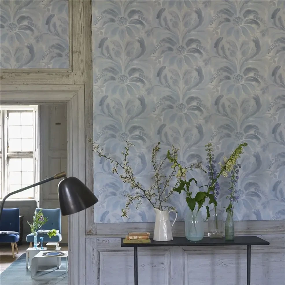 Designers Guild PDG1036/09 Tulipa Stellata Angelique Damask Chalk - geometryczna tapeta z motywem adamaszku