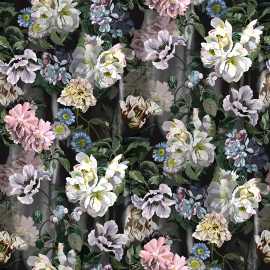 Designers Guild PDG1038/01 Tulipa Stellata Delft Flower Grande Graphite - mural z motywem kwiatów