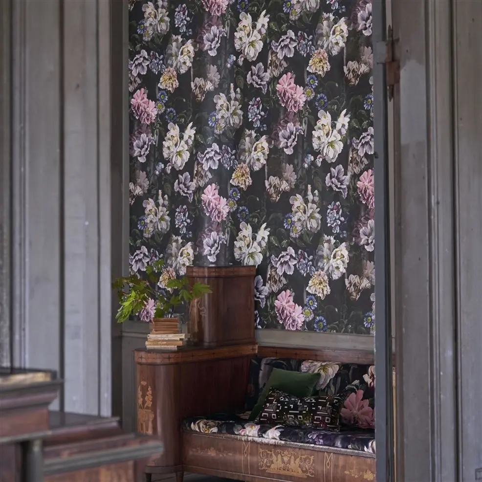 Designers Guild PDG1038/01 Tulipa Stellata Delft Flower Grande Graphite - mural z motywem kwiatów