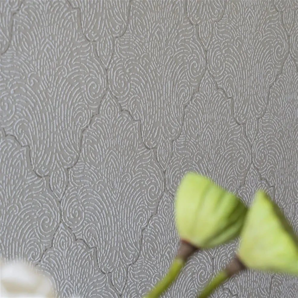 Designers Guild PDG688/03 Marquisette Basilica Silver - tapeta z motywem linii papilarnych