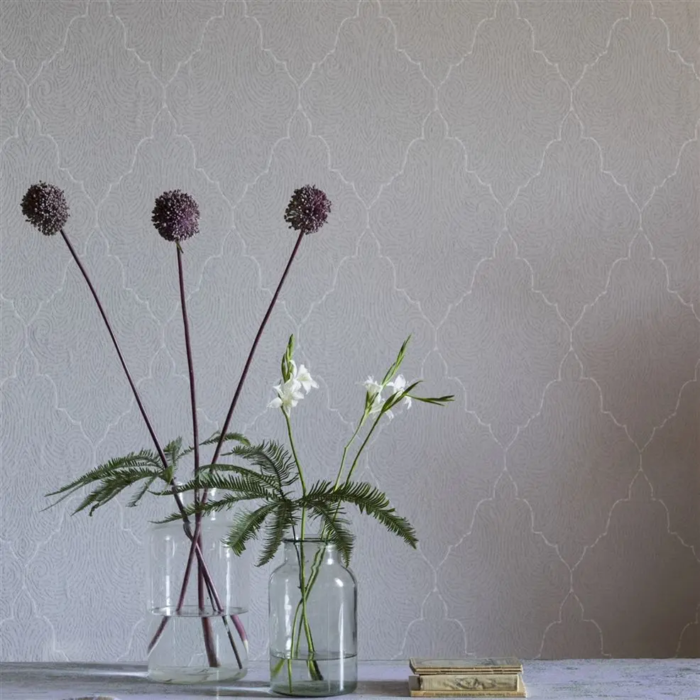 Designers Guild PDG688/03 Marquisette Basilica Silver - tapeta z motywem linii papilarnych