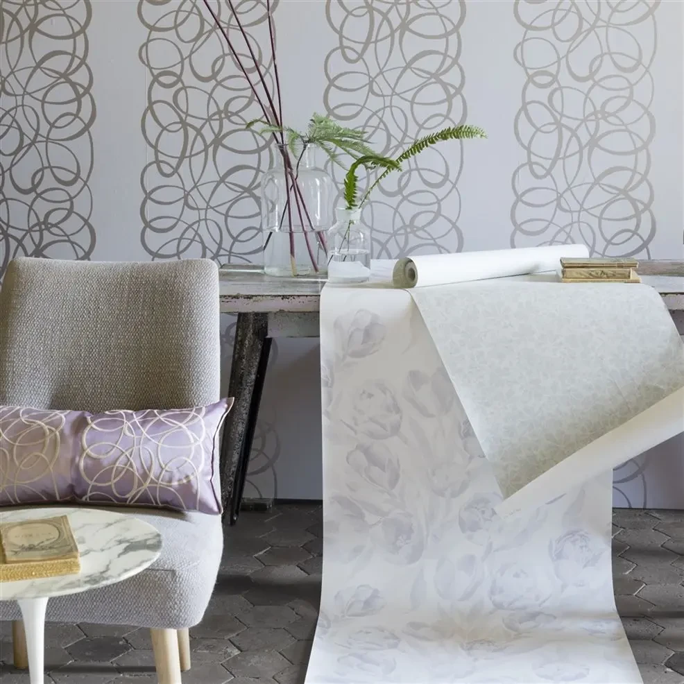 Designers Guild PDG689/01 Marquisette Marquisette Pale Celadon - tapeta z motywem geometrycznych linii
