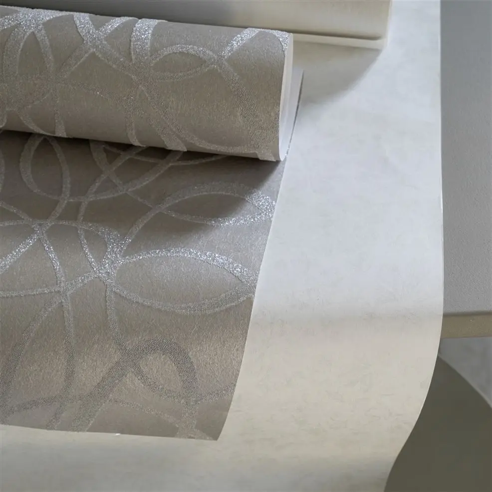 Designers Guild PDG692/02 Marquisette Montauroux Platinum - tapeta z motywem geometrycznych linii