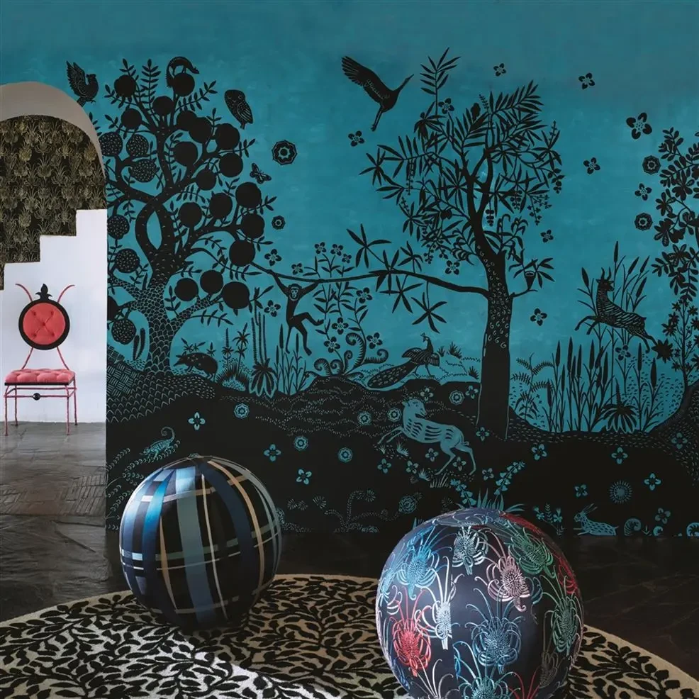 Designers Guild PCL7030/03 Scenes and Murals BOIS PARADIS BLEU NIGELLE - mural z motywem tropikalnego krajobrazu