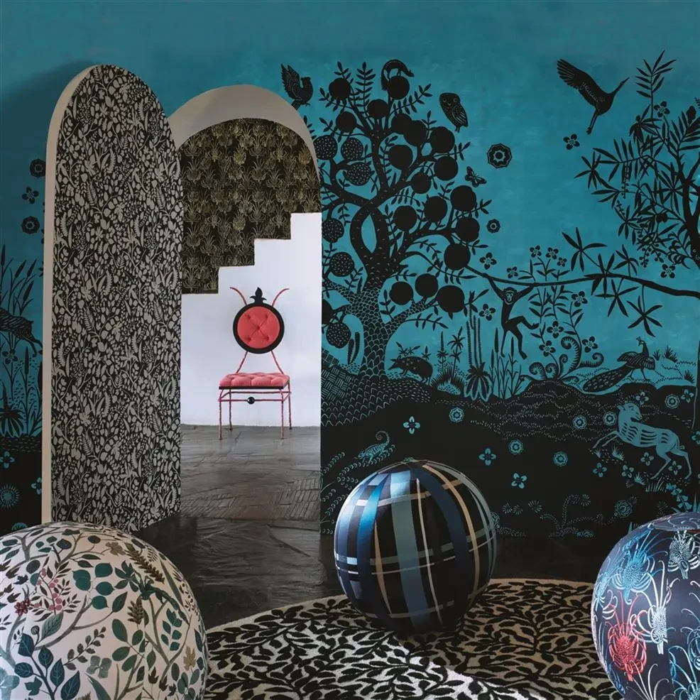 Designers Guild PCL7030/03 Scenes and Murals BOIS PARADIS BLEU NIGELLE - mural z motywem tropikalnego krajobrazu