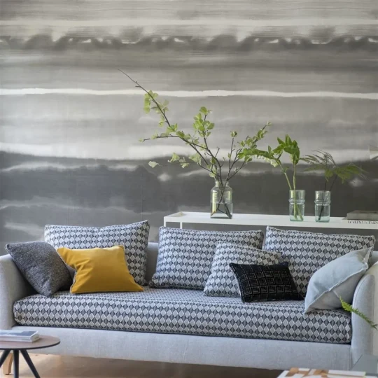 Designers Guild PDG1044/02 Scenes and Murals UKIYOE GRAPHITE - mural z motywem poziomych pasów