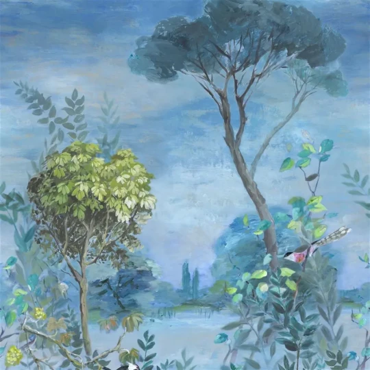 Designers Guild PDG1056/01 Scenes and Murals GIARDINO SEGRETO SCENE 1 DELFT - mural z motywem krajobrazu lasu