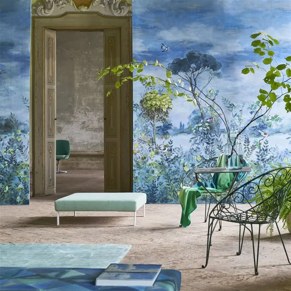 Designers Guild PDG1057/01 Scenes and Murals GIARDINO SEGRETO SCENE 2 DELFT - mural z motywem krajobrazu lasu