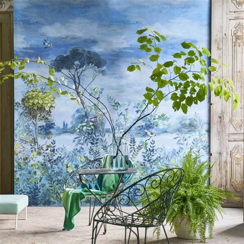 Designers Guild PDG1057/01 Scenes and Murals GIARDINO SEGRETO SCENE 2 DELFT - mural z motywem krajobrazu lasu