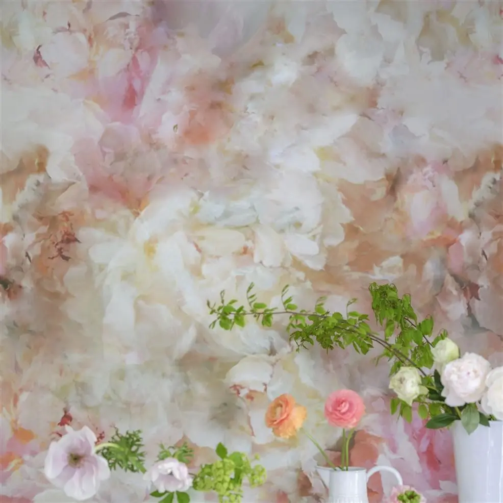 Designers Guild PDG1106/01 Scenes and Murals Fleur De Nuit Pale Coral - mural z motywem kwiatów