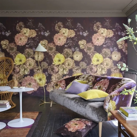 Designers Guild PDG1107/01 Scenes and Murals Le Poeme De Fleurs Rosewood - mural z motywem kwiatów