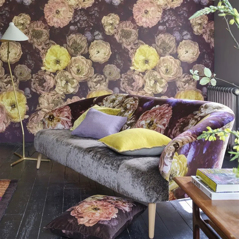 Designers Guild PDG1107/01 Scenes and Murals Le Poeme De Fleurs Rosewood - mural z motywem kwiatów