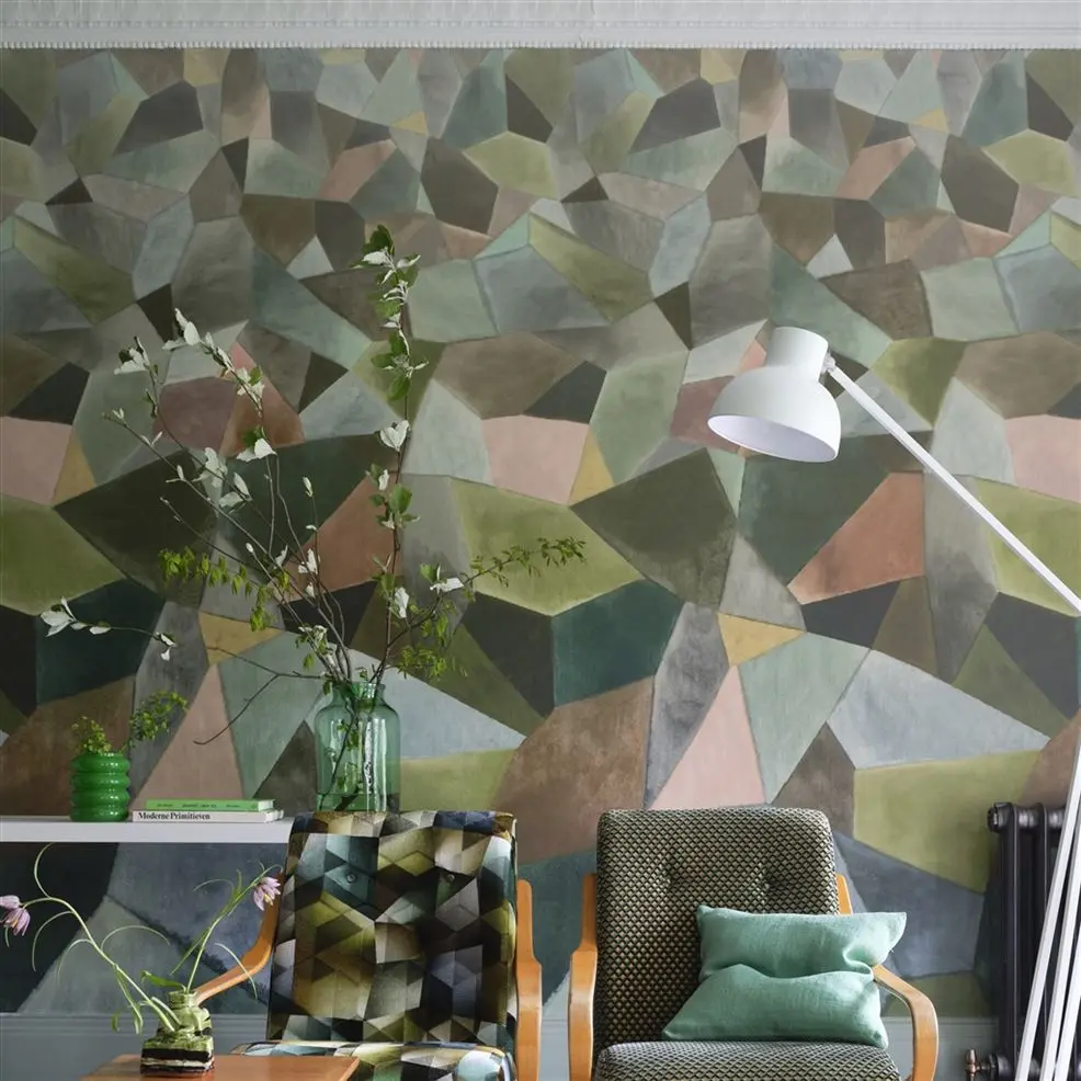Designers Guild PDG1110/01 Scenes and Murals Geo Moderne Jade - mural z motywem geometrycznych figur