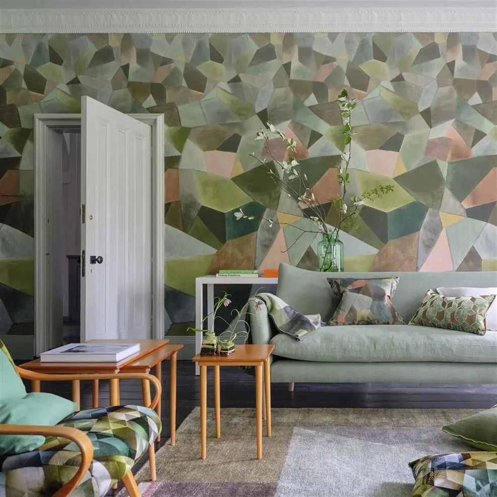 Designers Guild PDG1110/01 Scenes and Murals Geo Moderne Jade - mural z motywem geometrycznych figur