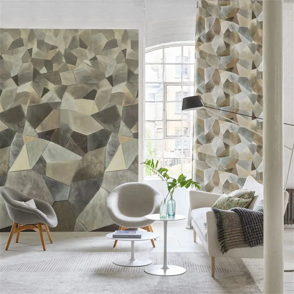 Designers Guild PDG1110/02 Scenes and Murals Geo Moderne Pewter - mural z motywem geometrycznym