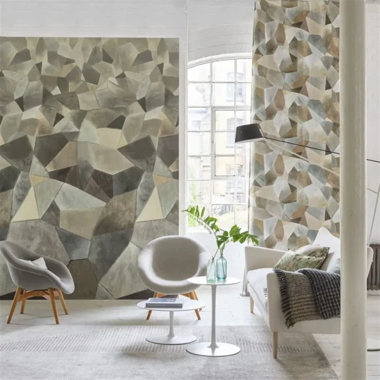 Designers Guild PDG1110/02 Scenes and Murals Geo Moderne Pewter - mural z motywem geometrycznym