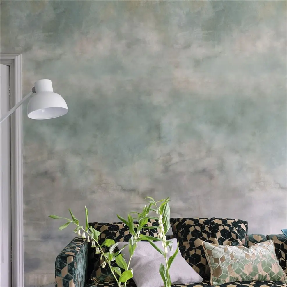 Designers Guild PDG1114/01 Scenes and Murals SUISAI CELADON - mural z motywem postarzałej ściany
