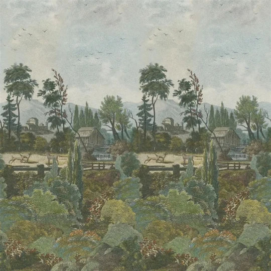 Designers Guild PJD6005/01 Scenes and Murals PASTORAL SCENE 1 SKY - mural z motywem tropikalnego krajobrazu