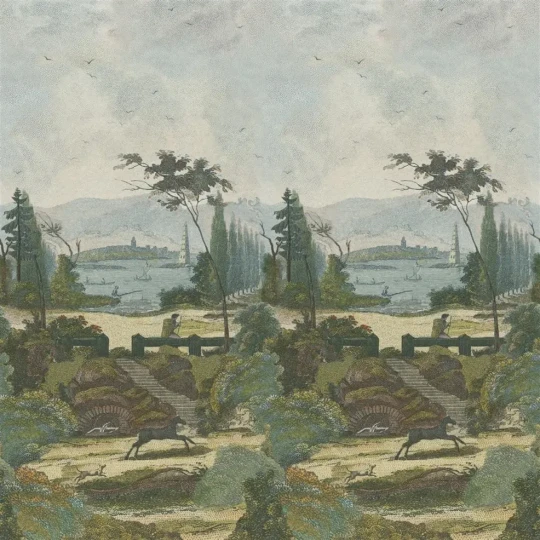Designers Guild PJD6006/01 Scenes and Murals PASTORAL SCENE 2 SKY - mural z motywem tropikalnego krajobrazu
