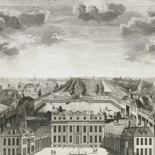 Designers Guild PRC671/01 Scenes and Murals BUCKINGHAM HOUSE - GRAPHITE - mural z motywem architektury