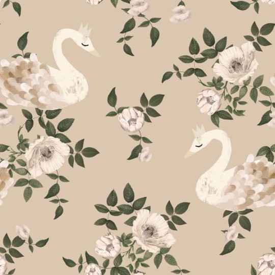 Dekornik DEKO.TAP.363 Swans Kingdom Beige - tapeta w łabędzie