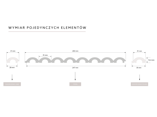 Zakończenie lewe paneli ściennych Mardom Duna WP001LT 200 cm