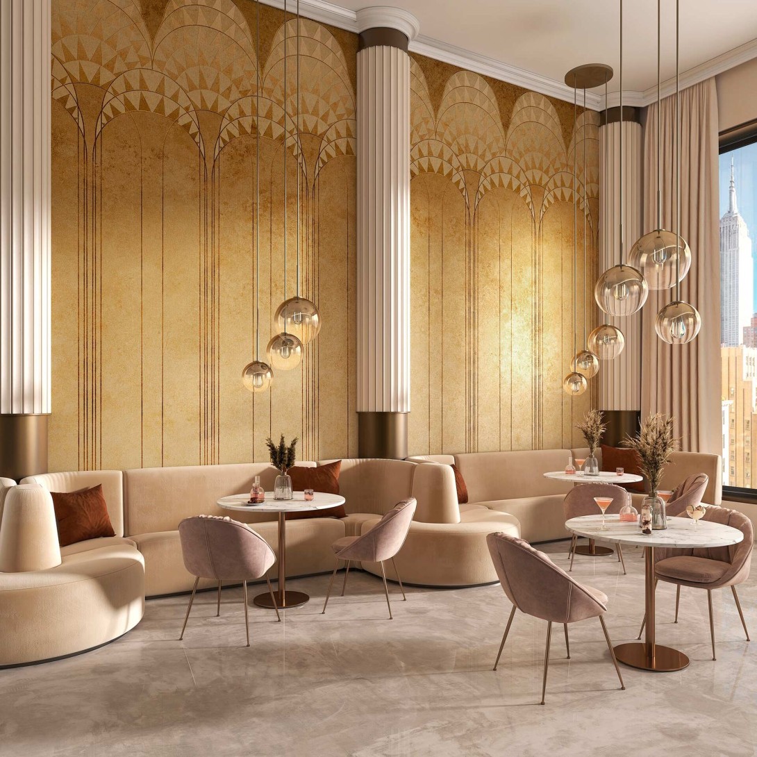 Tecnografica 82784-1 Metal Lexington Gold - mural w łuki