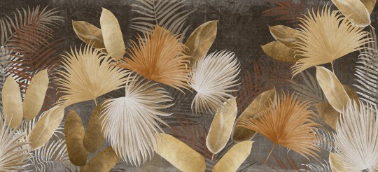 Tecnografica 82854-2A Metal El Dorado Black A - mural w egzotyczne liście