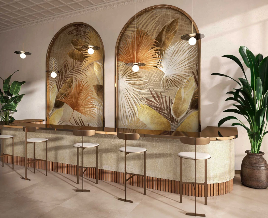 Tecnografica 82854-2A Metal El Dorado Black A - mural w egzotyczne liście