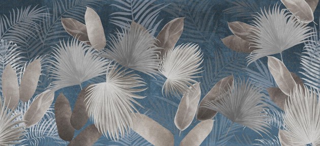 Tecnografica 82854-3A Metal El Dorado Blue A - mural w egzotyczne liście