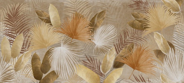 Tecnografica 82854-1A Metal El Dorado Gold A - mural w egzotyczne liście