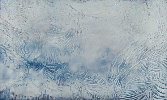 Wall Art Garda Blue - mural z motywem faktur linii